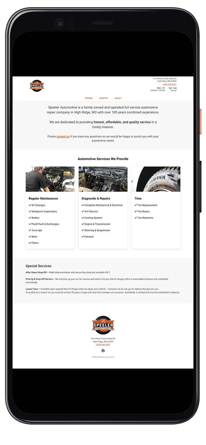 Honest Pixel Speeler Automotive website screenshot